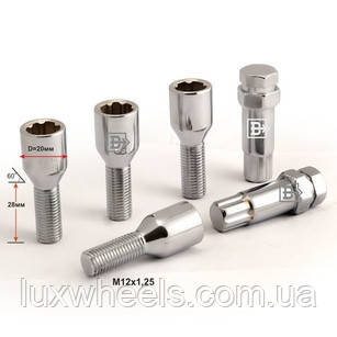 Болти секретки М12х1.25х28 Конус для вузьких отворів у дисках Внутрішній ключ 17-19, фото 1