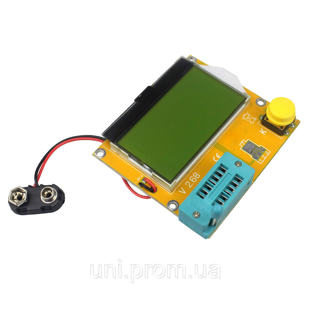 Тестер транзистор конденсатор резистор теристор ESR LCR m328 жовтий, фото 1