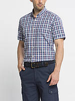 Мужская рубашка LC Waikiki с коротким рукавом синего цвета в бело-красные полоски