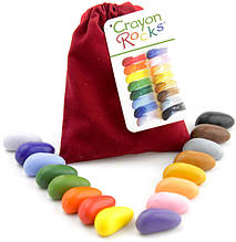Олівці-камушки Crayon Rocks 16 кольорів у оксамитовому мішечку