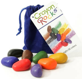 Олівці-камушки Crayon Rocks 8 кольорів у оксамитовому мішечку, фото 2