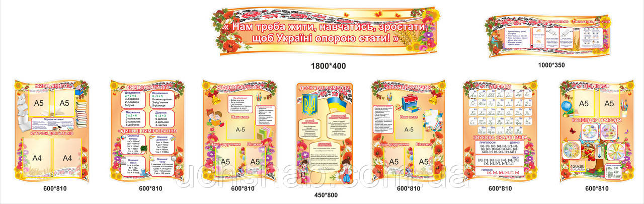 Стенди для початкової школи прикрашені квітами маки, фото 1