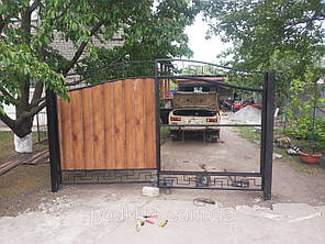 Ворота распашные с блок-хаусом, фото 2