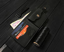 Мужской кожаный кошелек ручной работы VOILE vl-cw1-blk, фото 2