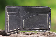 Мужской кожаный бумажник ручной работы VOILE vl-mw2-blk-beg, фото 2
