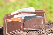 Чоловічий шкіряний гаманець ручної роботи VOILE vl-mw2-brn-beg, фото 3