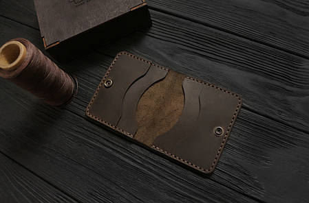 Чоловічий шкіряний гаманець ручної роботи VOILE vl-mw3-brn, фото 2