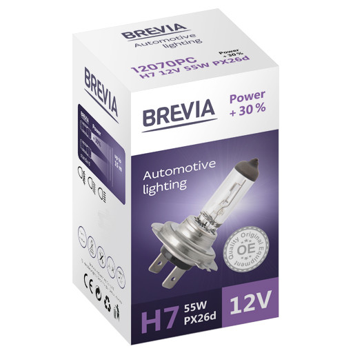 Галогенова лампа Brevia H7 Power +30% 12v/55w