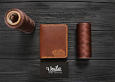 Чоловічий шкіряний гаманець ручної роботи VOILE vl-mw3-lbrn-tbc, фото 2