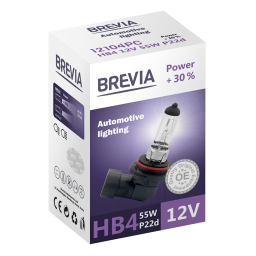 Галогенова лампа Brevia HB4 Power +30% 12v/55w