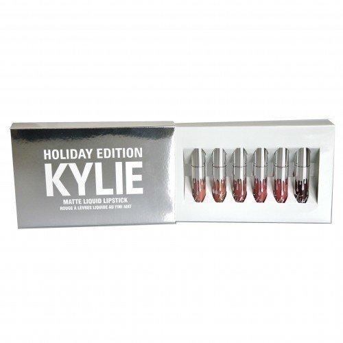 Набір рідких матових помад для губ Kylie lip kit Holiday Edition (У наборі 6 шт)срібло 226