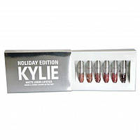 Набор жидких матовых помад для губ Kylie lip kit Holiday Edition (В наборе 6 шт)серебро 226