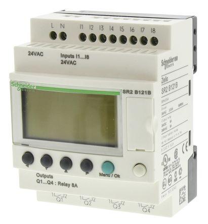 Програмовне логічне реле Zelio SR2B121B, 8 DI, 4 DO, 24 VAC, дисплей, годинник