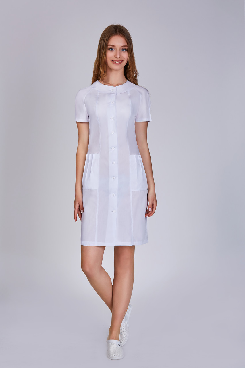 Жіночий медичний халат Клео білий - Халат для косметолога