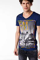 Мужская футболка De Facto синего цвета с картинкой на груди