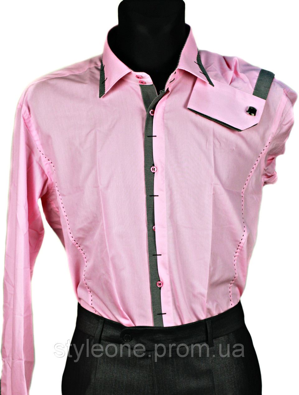 Сорочка чоловіча "Pierre Martin". Рожева (довгий рукав), фото 1