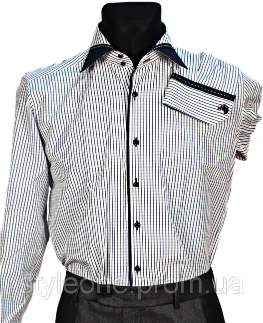 Сорочка чоловіча "Pierre Martin". біла карта (довгий рукав), фото 1