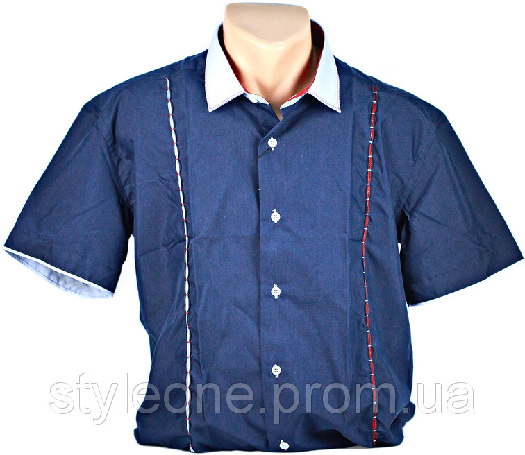 Сорочки чоловічі +з коротким рукавом "Pierre Martin". Короткий рукав. Колір синій