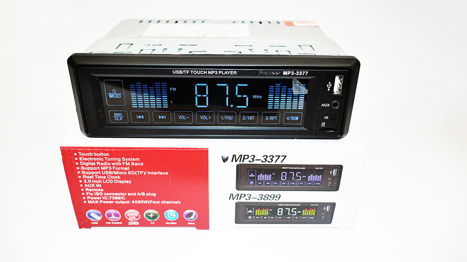 Автомагнітола Pioneer 3377 ISO — MP3 Player, FM, USB, SD, AUX сенсорна магнітола