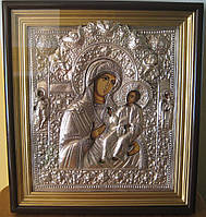 Ікона Божої Матері Одіґітрія Путеводітелька в посрібленому окладі