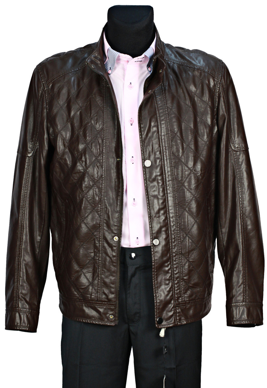 Куртка чоловіча демісезонна. Коричнева. Екошкіра, фото 1