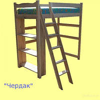 Кровать-чердак деревянная с лестницей Омега