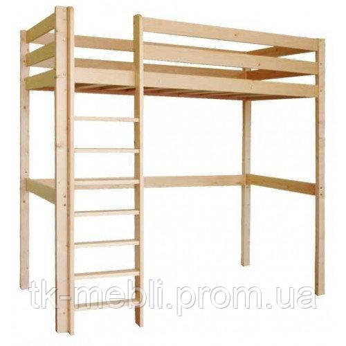 Кровать-чердак деревянная Белый Динамо (выбор цвета, изготовление под размер заказчика) - фото 1 - id-p733119978