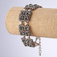 Браслет з сірими кристалами квадрати серія "Східна наречена" L-18-23см колір металу "срібло" купити біжутерію дешево оптом в