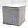 Годинник-будильник-термометр сині цифри "Дерев'яний куб" 3 кольори корпусу, фото 3