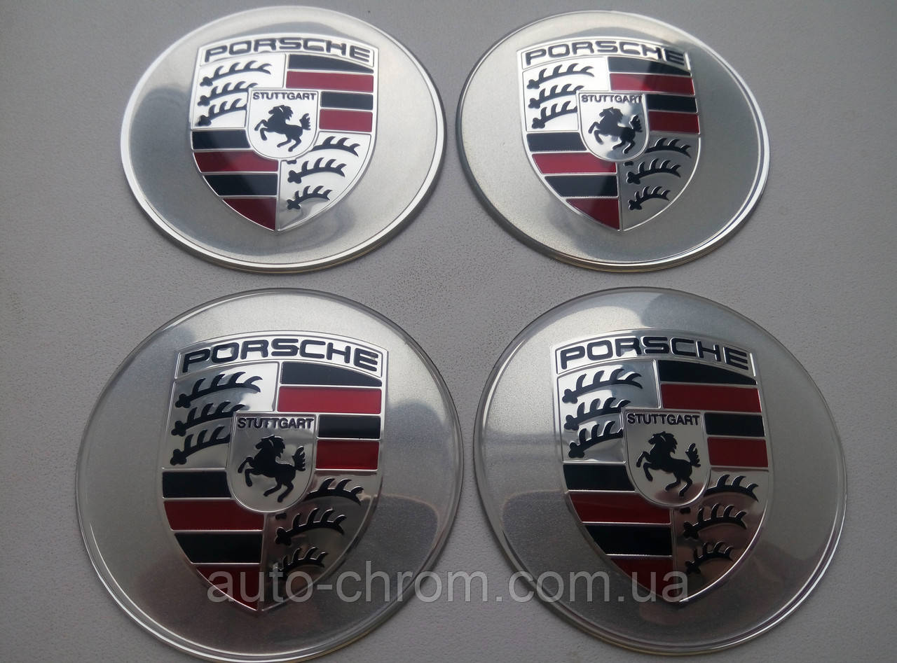 Наклейка опукла на ковпачок диска Porsche сіра 65 мм, фото 1