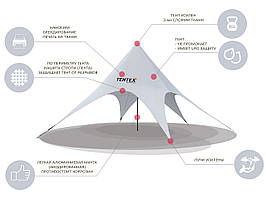 Тент Зірка 8 м, білий (шість променева) доставка безплатно