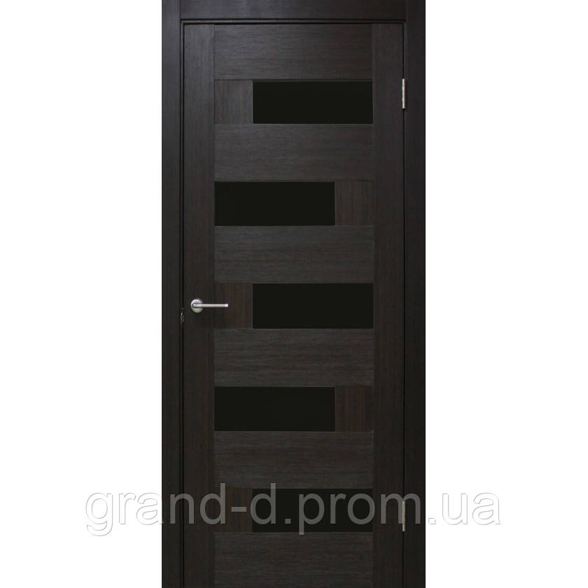 Двері міжкімнатні Доміно ПВХ із чорним склом (ЧС), колір венге