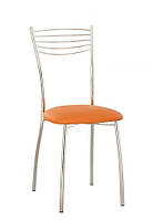 Кухонный хромированный стул VIOLA chrome EV-02 минимальный заказ 1 упаковка (2 шт) оранжевый кожзам