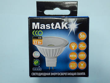Світлодіодна лампа Mastak MR16E24C ( 5W LED MR16 12V 4200K )
