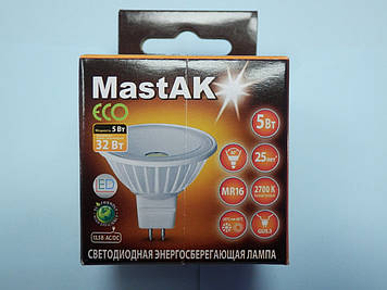 Світлодіодна лампа Mastak MR16E24W ( 5W LED MR16 12V 2700K )