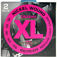 Струны D'Addario EXL170-5TP 5-String Regular Light 45-130 2 sets