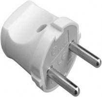 Вилка пряма біла двоконтактна ELM 41-0009