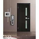 Двері міжкімнатні Оміс Комфорт ПВХ, з матовим склом, колір венге, фото 2