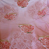 Сатин з букетами троянд на рожево-персиковий тлі, ширина 220 см, фото 2