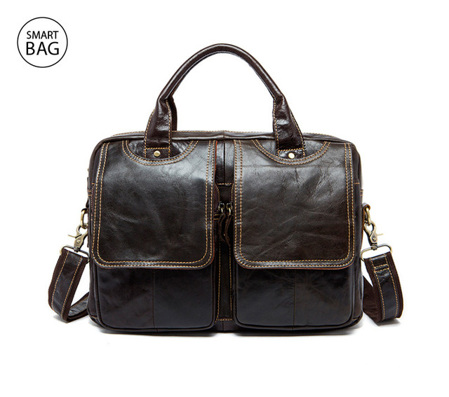 Чоловічий портфель з натуральної коричневої шкіри