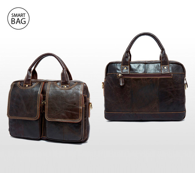 Чоловічий портфель з натуральної коричневої шкіри