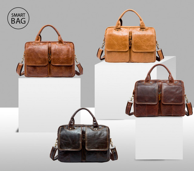 Чоловічий портфель з натуральної коричневої шкіри