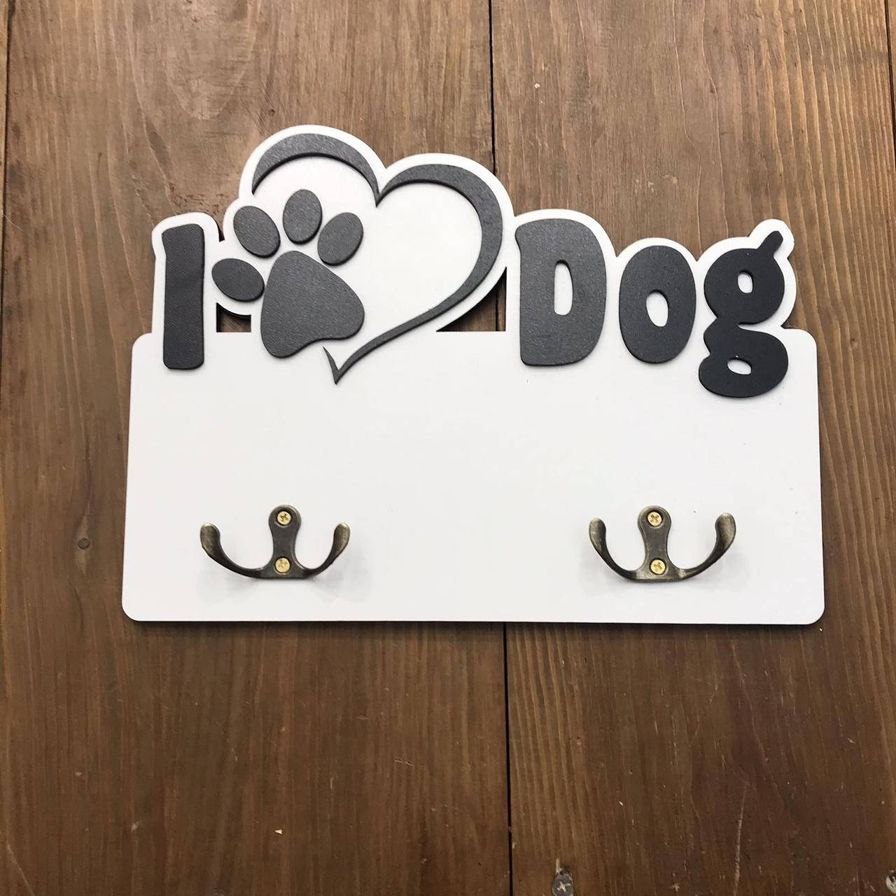 

Вешалка для ключей,поводков. " I Love Dog", Белый