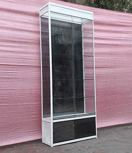 Торгова вітрина скляна з алюмінієвого профілю 250х100х40 см бу
