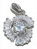 Кулон із білим цирконом. Родій. Довжина: 2,5 см. Ширина: 15 мм.