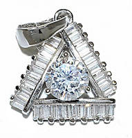 Кулон із білим цирконом. Родій. Довжина: 2,5 см. Ширина: 16 мм.