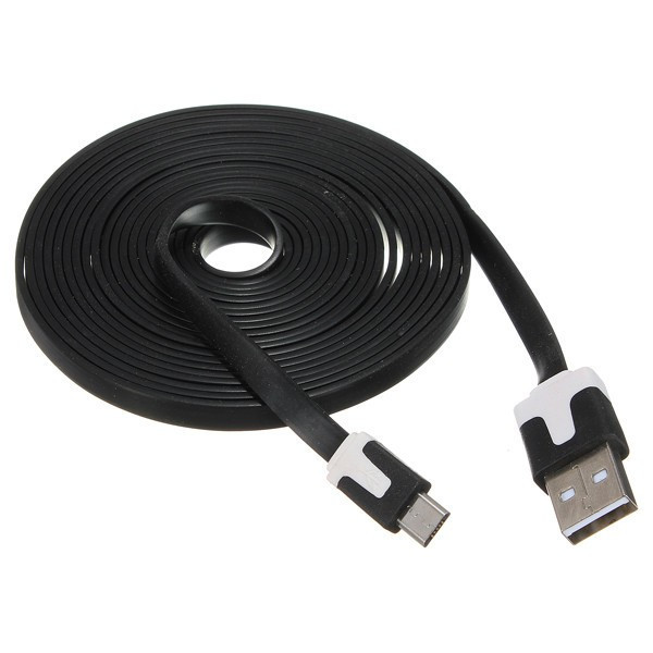 Шнур USB-кабель MICRO-USB 3м flat плоский
