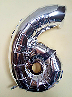 Фольгированный шар цифра 40 см 6 серебро без упаковки