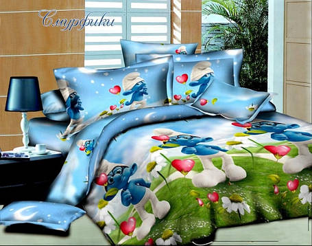 Дитяча постільна білизна СМУРФІКИ Moon Love ранфорс 251603 (Дитячий), фото 1