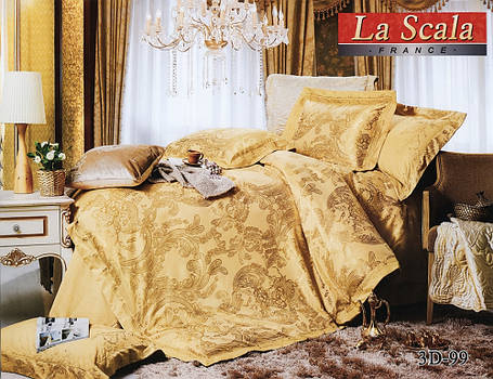 Комплект постільної білизни La Scala шовковий жаккард із вишивкою 3D-099 (Сімейний), фото 2